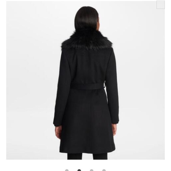 Club Monaco black  wool fur wraps around coat - Picture 5 of 15